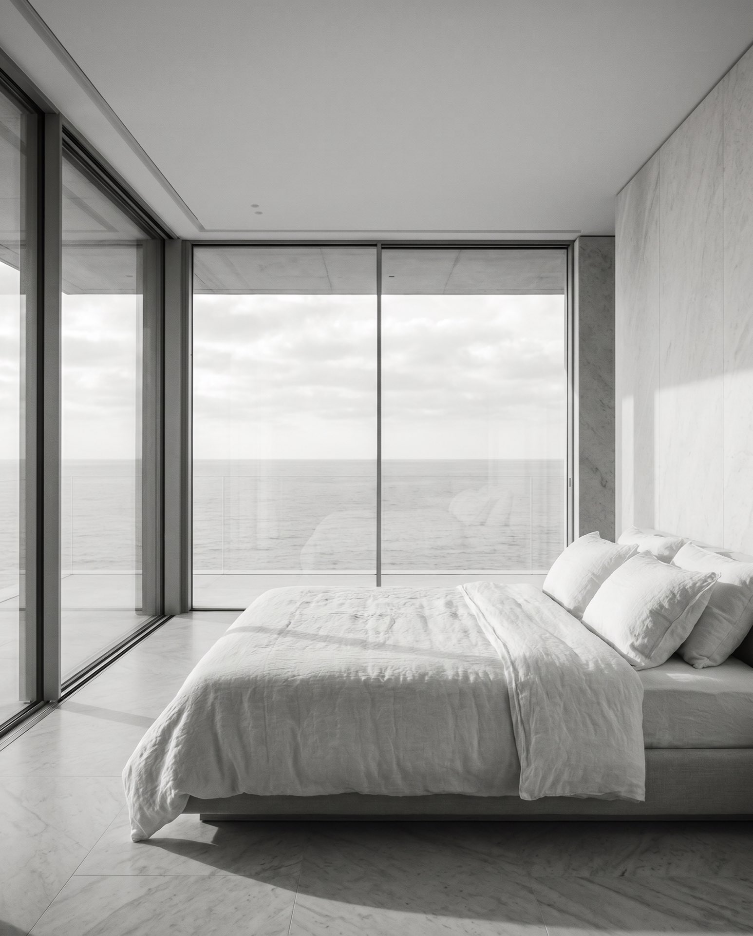 A bedroom facing the horizon