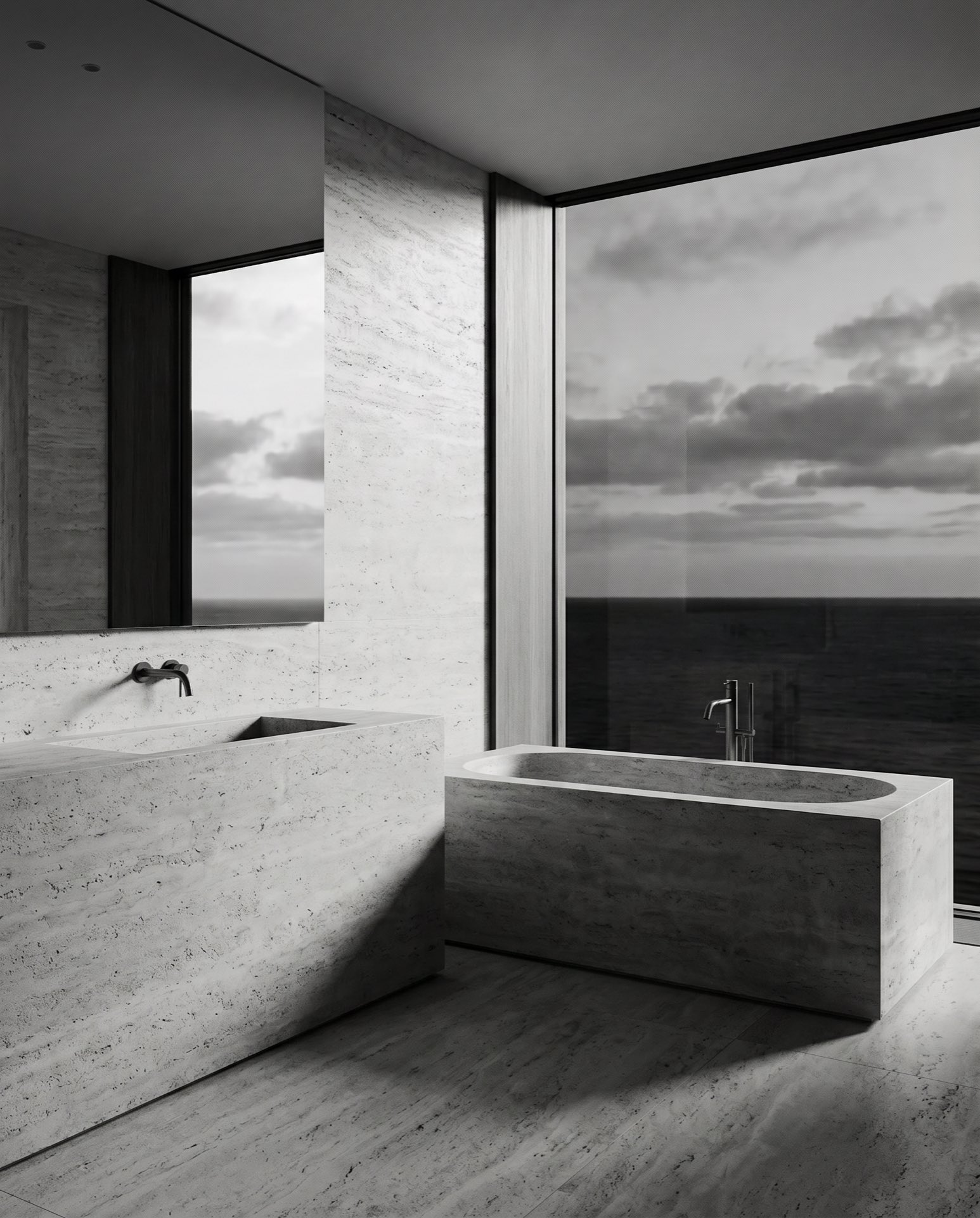 A bathroom carved from a single stone