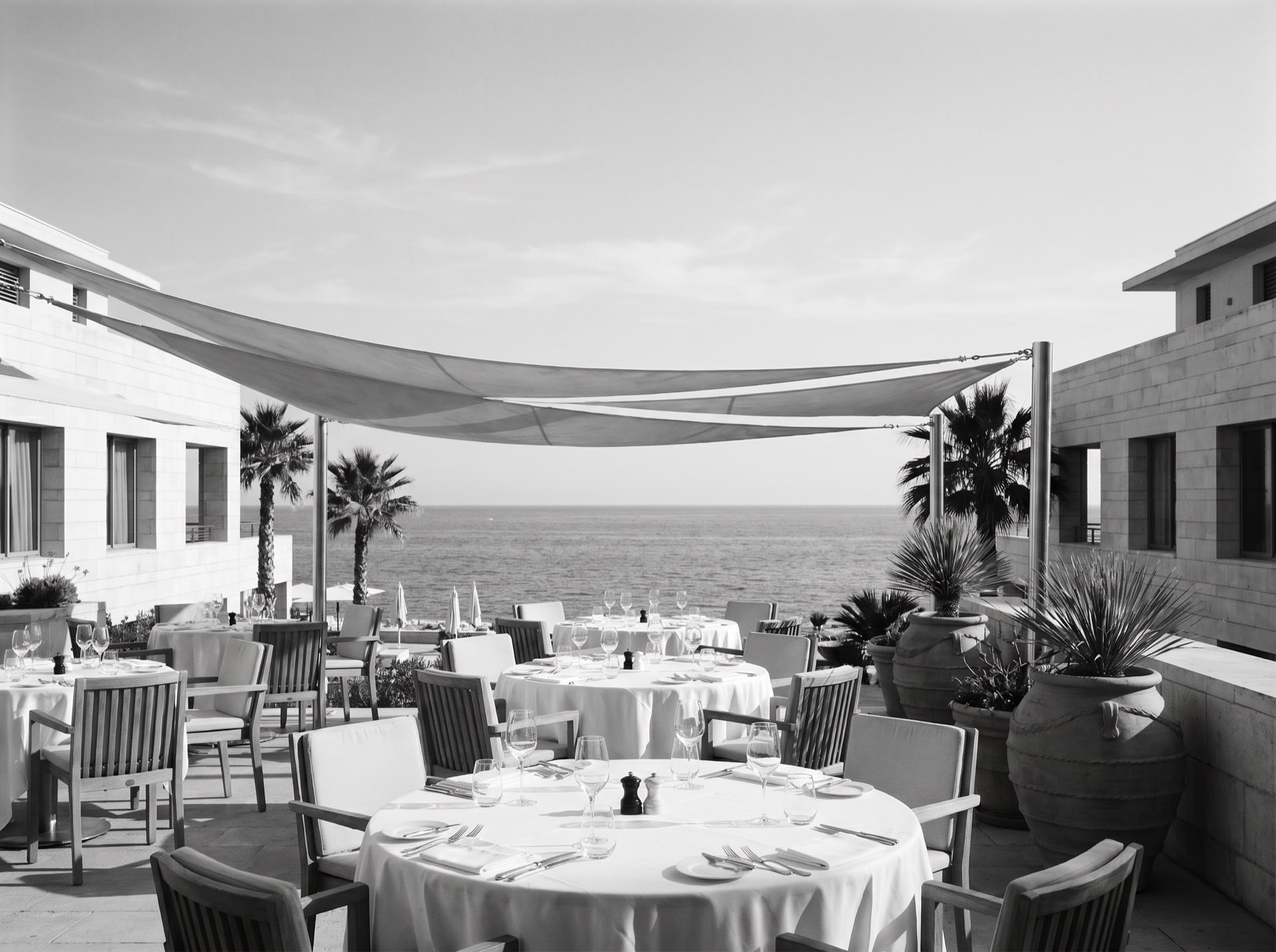 A quiet restaurant terrace