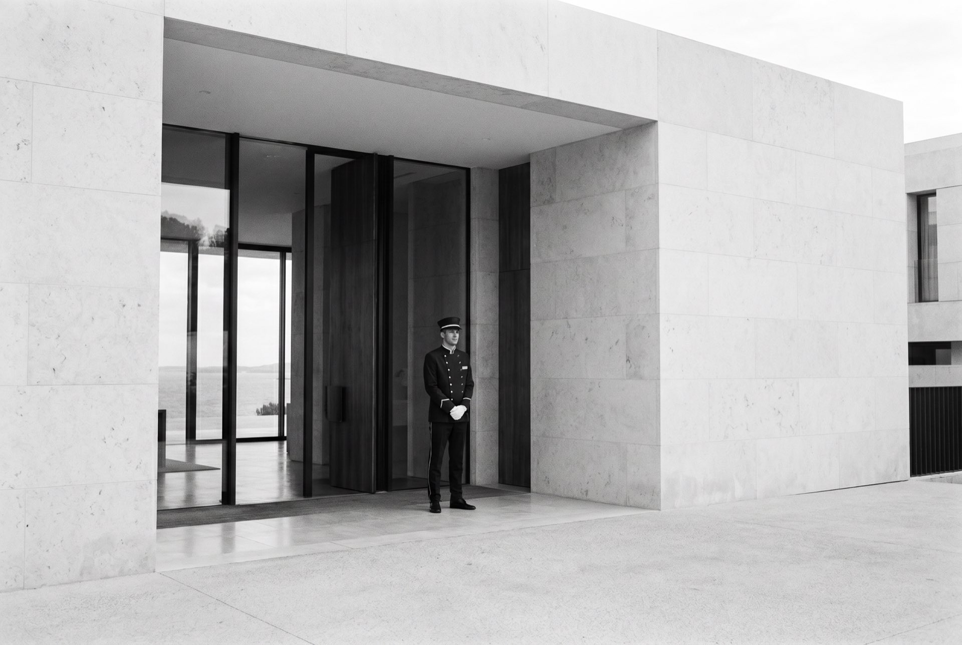 A bellman at the entrance